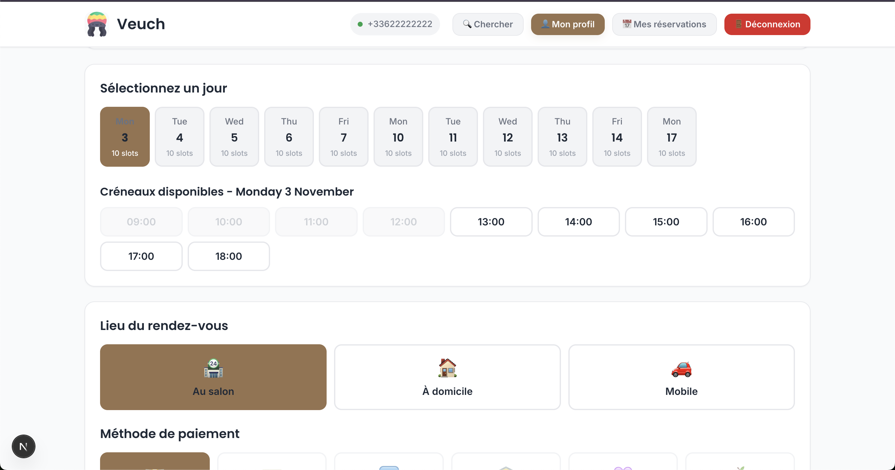 Veuch Site - Prise de rendez-vous